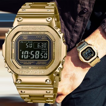 CASIO卡西歐 G-SHOCK 太陽能x藍牙連線 多功能電子腕錶 43.2mm / GMW-B5000GD-9