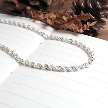 925純銀項鍊 編織繩索鍊(2.8mm) 男生項鍊 客製化長度 個性銀鍊