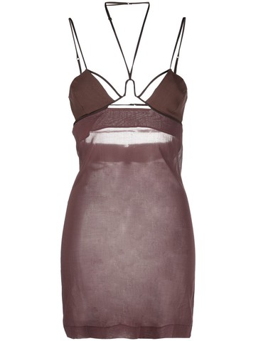 Nensi Dojaka - underwire strappy mini dress - women - Cotton - M - Brown