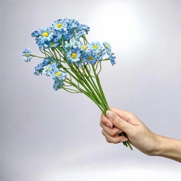 法式野餐洋甘菊高雅藍仿真花花材(1入組)