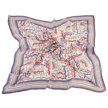 Christian Dior 幾合波形紋多彩(大)絲巾-藍