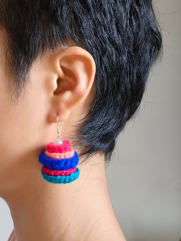 鉤針可愛串串糖葫蘆耳環耳鉤