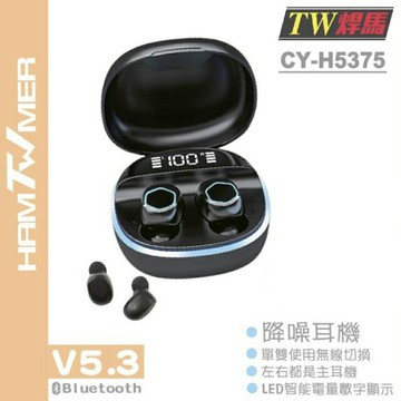 【TW焊馬】H5375 降噪V5.3 真無線藍芽 耳機(顏色隨機LED數字電量顯示)