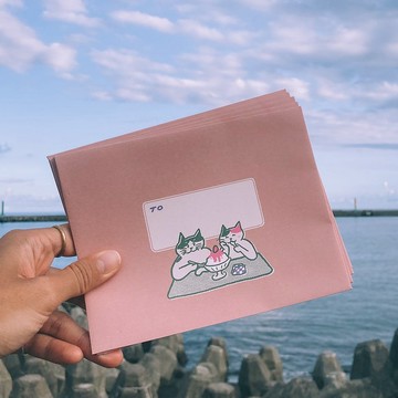 明信片的家 酷酷貓約會信封袋