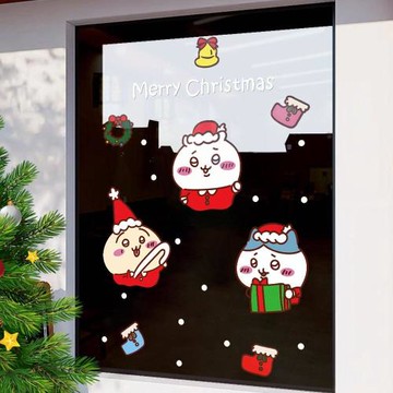2026新年圣誕節裝飾貼紙圣誕樹chiikawa吉伊卡哇櫥窗玻璃門貼窗貼