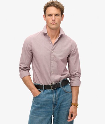 Superdry Men's Casual Long-sleeved Shirt Red Size: Xxxl