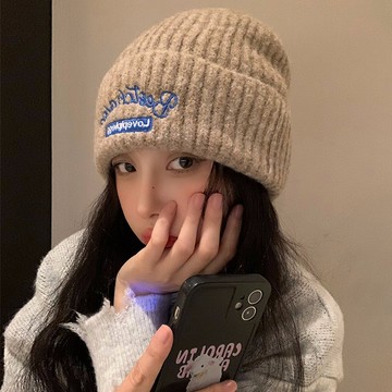 ✨ 精選好物✨針織包頭帽  帽子女保暖紗線帽 韓版百搭秋冬季護耳針織包頭帽  顯臉小毛線帽  防寒毛線針織帽  冬天帽子