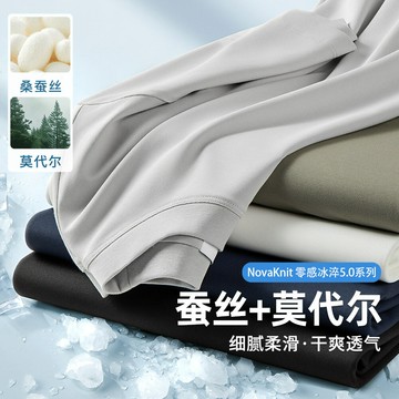 【蠶絲+莫代爾】奢品級珠地棉百搭男士涼感短袖夏季網眼透氣T恤衫