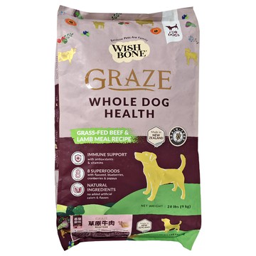WISHBONE 香草魔法 無穀犬香草糧 成齡犬用  草原牛  9kg  1袋
