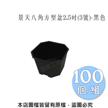 景天八角方型盆2.5吋(3號)-黑色   100個/組