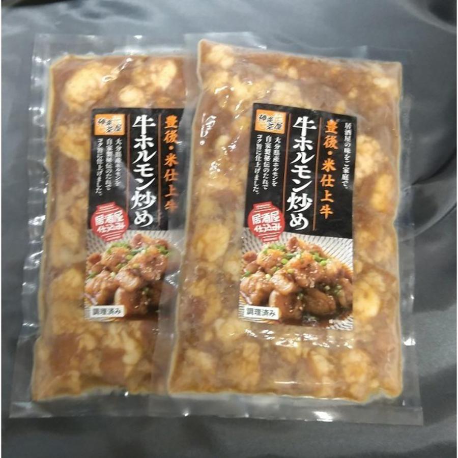 豊後・米仕上牛 牛ホルモン炒め×2セット   お取り寄せ お土産 ギフト プレゼント 特産品 お歳暮 おすすめ  