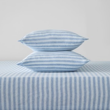 HOLA 和樂家居 自然針織雙人床包枕套三件組 1.7kg  186 x 150 x 1cm  經典淺藍