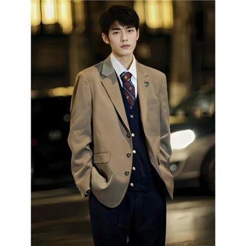 dk咖色西裝外套制服日系學院風棕卡其色韓版西服男生高級感成人禮