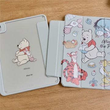 Disney小熊維尼-野餐亂花強悍磁吸iPad三折/Y折保護殼