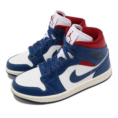 Nike 休閒鞋 Wmns Air Jordan 1 Mid 女鞋 男鞋 藍 白 紅 拼接 AJ1 BQ6472-146