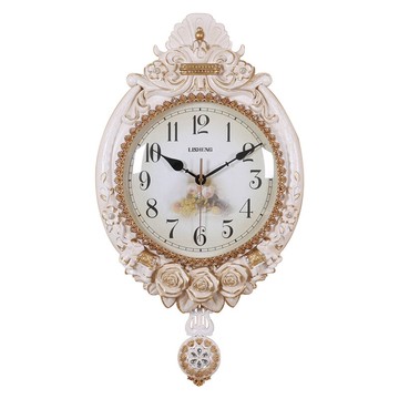 麗盛大號歐式靜音壁掛鐘客廳時鐘時尚掛表臥室鐘表創意象牙石英鐘