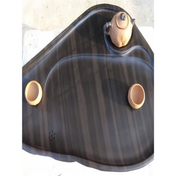 歙硯天然硯石新中式家用茶盤復古茶海茶海彩帶紋排水茶臺功夫茶板