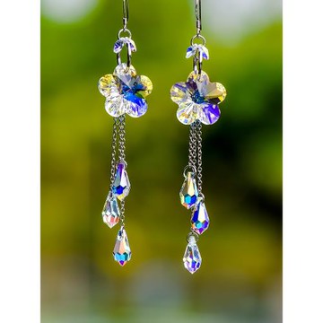 憶奴嬌靜妤水晶梅花流蘇日韓飾品