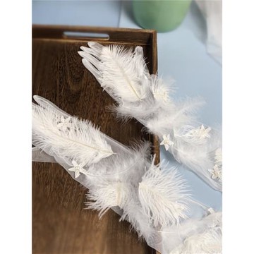 新款婚紗禮服手套長款白色手工羽毛珍珠款新娘結婚影樓拍片配飾