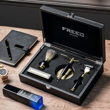 【FREED】五刀式古銅刮鬍刀豪華禮盒四件組 - 極致黑