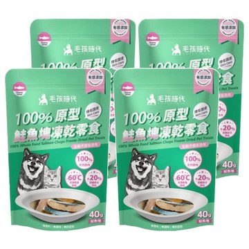 PetsTimes 毛孩時代 全齡犬貓 100%原型凍乾零食  鮭魚塊  40g  4包