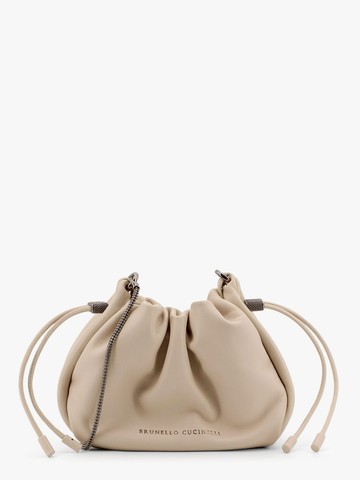 Mellow mini bucket bag in soft leather with precious chain - BRUNELLO CUCINELLI - gender_Woman
