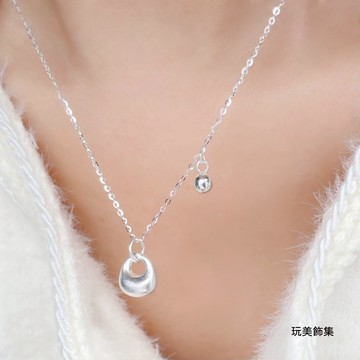 玩美飾集｜925純銀 項鍊 小銀坨 銀珠 錢包造型 幸運飾品 招財 純銀項鍊 新年必備 飾品 純銀鍊 禮物 VN0183