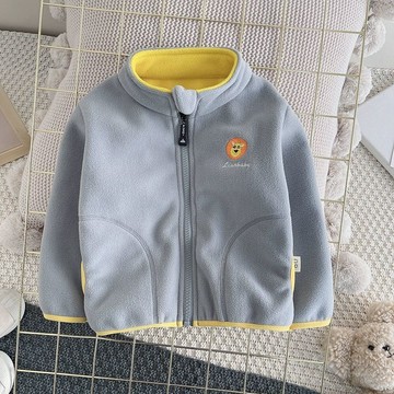【台灣出貨】免運兒童男女童外套春秋冬搖粒絨上衣新款中小童寶寶繡花拉鏈開衫衛衣