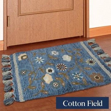 棉花田艾菲-花園純棉刺繡香奈絨編織鬚邊踏墊(45x70cm)