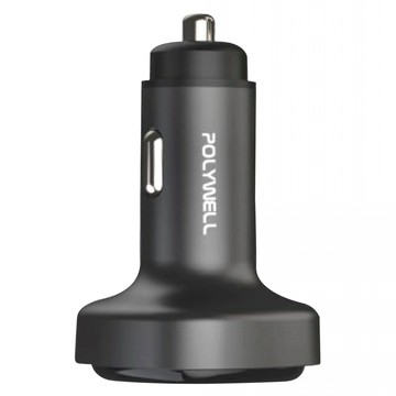 POLYWELL 寶利威爾 66W車用快速充電器 Type-C 2個 + USB-A PD/QC快充 PW15-T05-A171  黑色  1個