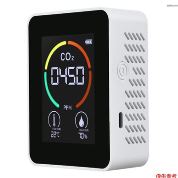 CO2空氣檢測儀 空氣二氧化碳檢測儀 蔬果溫室大棚CO2監測儀 白色