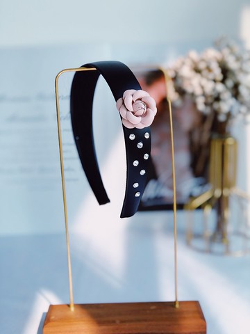 原創山茶花水鑽髮箍