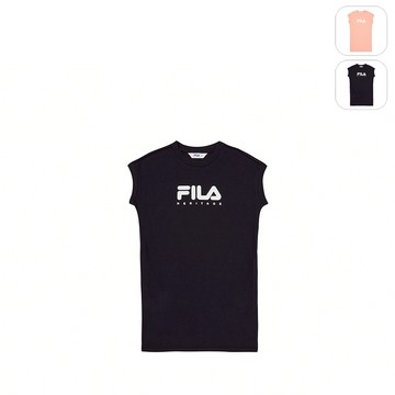 【FILA】KIDS 女童款 針織洋裝-丈青 5DRY-4404-NV