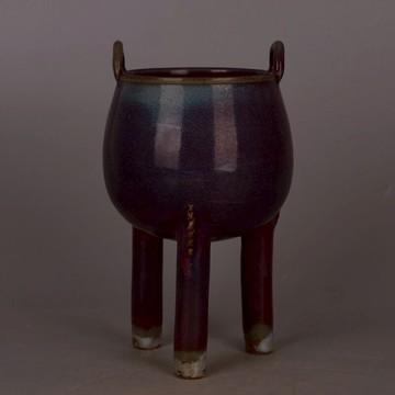 鈞窯 三足雙耳香爐 仿宋代出土舊貨古玩古董瓷器家居軟裝復古擺件