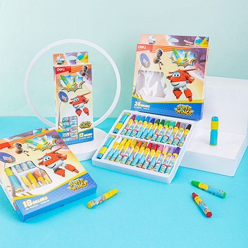 得力Deli Super Wings蠟筆/12色/18色/24色