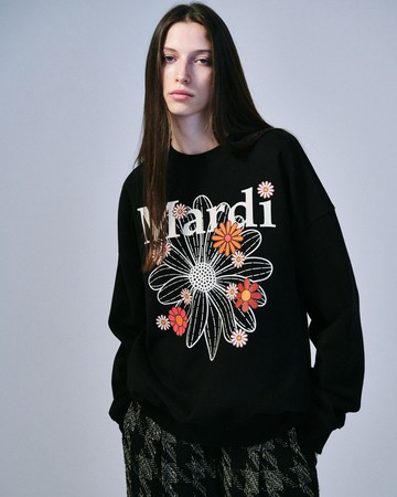 MARDI MERCREDI 印花大學TEE 黑色 經典小雛菊 奶油花 繽紛小花 純棉 SWEATSHIRT FLOWERMARDI BLOSSOM