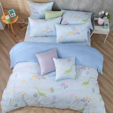 鴻宇 100%美國棉 兩用被套床包組 恐龍小海格(雙人/加大/特大)