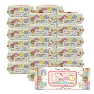 Sanrio Hello Kitty 嬰兒加厚純水柔濕巾/濕紙巾 100抽X24包(箱購) 加厚無紡布棉柔超柔觸感