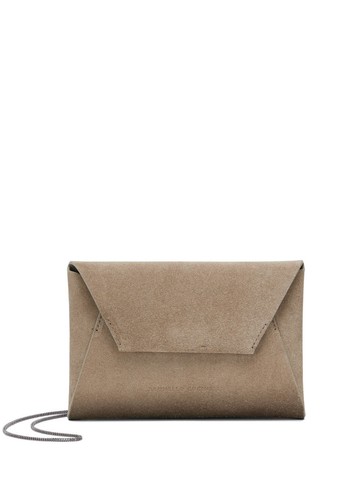 Brunello Cucinelli - logo-stamp suede shoulder bag - women - Calf Leather - One Size - Brown