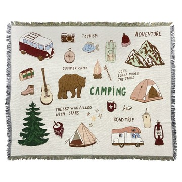camp village 感性露營地毯  小 130 x 180cm  狂野露營 白色