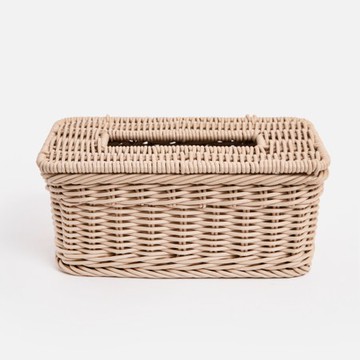 奧可利霧紋手工編織面紙籃 奶茶