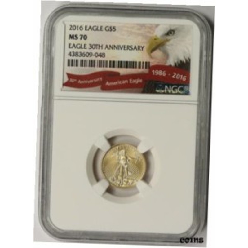 70　Tenth-Ounce　Gold　$5　MS　品質保証書付】　Eagle　PCGS　Eagle　label　LINEショッピング　30th　アンティークコイン　1/10　NGC　oz.　Anniversary　NGC　2016