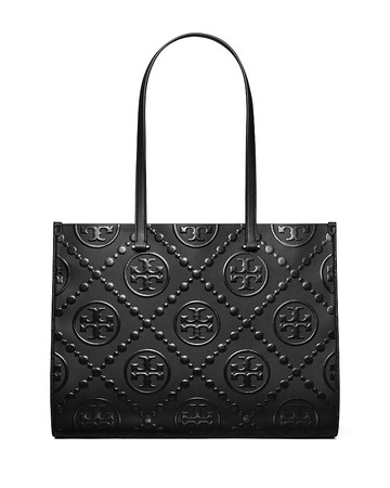 Tory Burch T Monogram Contrast Embossed Leather Tote Bag