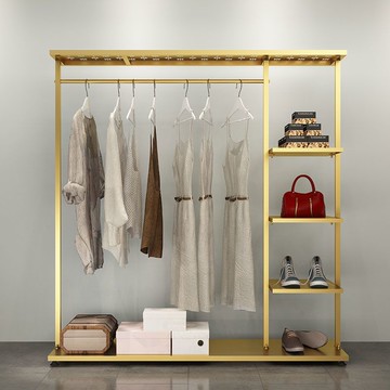 服裝店展示架鐵藝衣架落地式臥室掛衣架衣帽架歐式簡易掛包衣服架 置物架 收納架 儲物架 落地架 層架 晾衣架 掛衣架 衣帽架