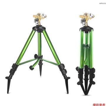 庭院花園旋轉灑水器三腳架黃銅澆水噴頭 360°自由旋轉搖臂噴頭水鳥三角架 噴灑直徑15-20米 園林草地坪噴灌園藝灑水器