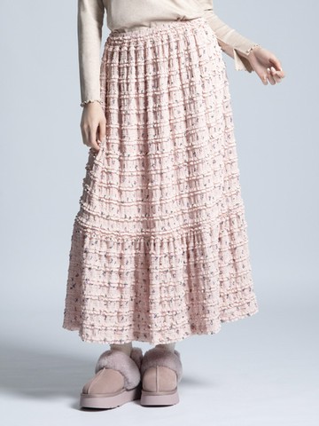 印花針織蕾絲長裙(0S000007200) - earth music&ecology