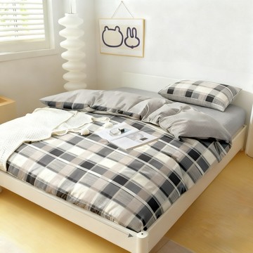 台灣 AGAPE MIT台灣製造 100%舒柔棉 床包枕套二件組  經典格紋  單人