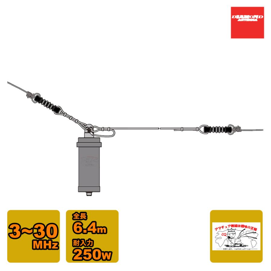 第一電波工業 ダイヤモンド 3~30MHz HF帯ワイドバンドワイヤーアンテナ 全長 6.4m BB6WS