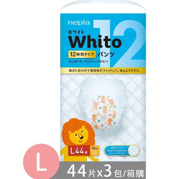 王子 Nepia - Whito超薄長效 褲型-褲型 (L號[9~14kg])-44片x3包/箱