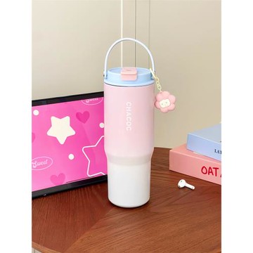 帶提手大容量便攜巨無霸保冷保冰水杯子女生高顏值2025吸管保溫杯